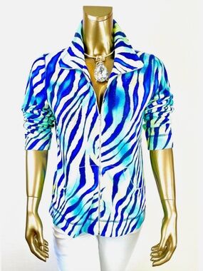 *NEW CLOSING-SALE CHICO'S ZENERGY SIZE-1  WAVE POCKET ZIPPER JACKET (M-8)